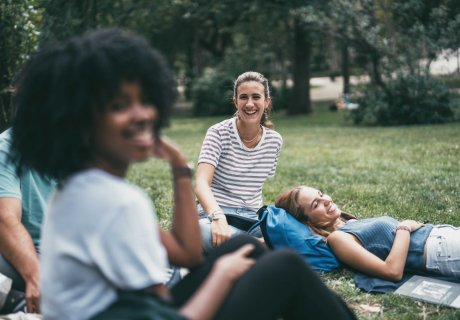 Student in park